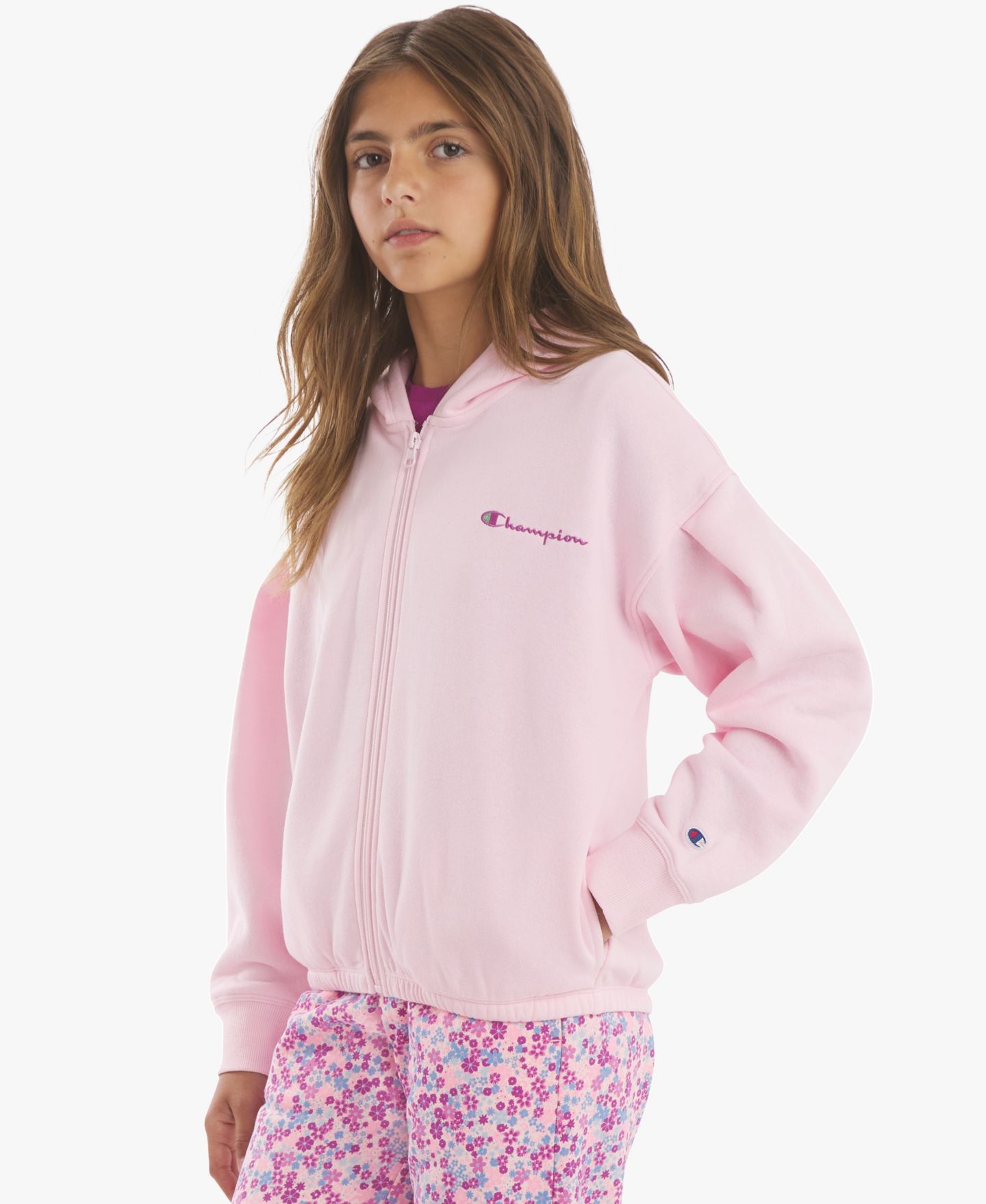 Худи Champion Full-Zip Adorable Graphic для девочек, цвет: Зелёный — фото 2