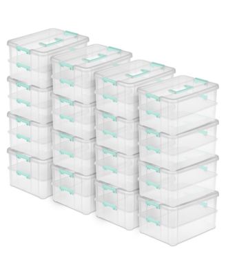 Convenient Home 2-Tier Layer Stack Carry Storage Box, Clear (16 Pack)