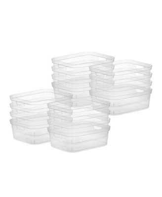 5.25 x 12 x 15 Inch Storage Bin w/ Carry Through Handles, Clear, 16 Ct