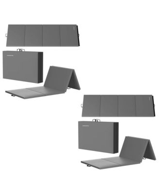 GoGym 4' x 10' x 2" Folding Gymnastics Mat, Gray (2 Pack)