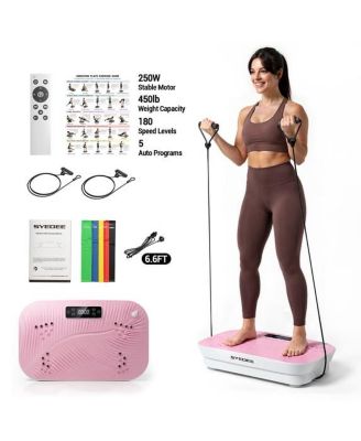 Vibration Plate Exercise Machine, 180 Speed Levels, Full Body Workout Platform, 450 lbs Capacity with Bluetooth, Resistance Bands