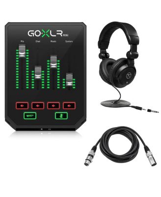 Go XLR Mini USB-Based Mixing Online Broadcast Mixer Bundle with Headphones and XLR Microphone Cable for Windows