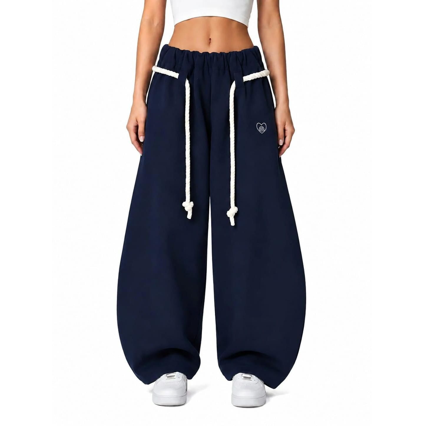 Женские брюки AELFRIC EDEN Barrel Rope-Drawstring Sweatpants, цвет: Тёмно-синий — фото 1