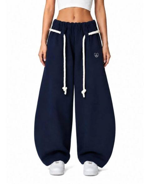 Женские брюки AELFRIC EDEN Barrel Rope-Drawstring Sweatpants, цвет: Тёмно-синий