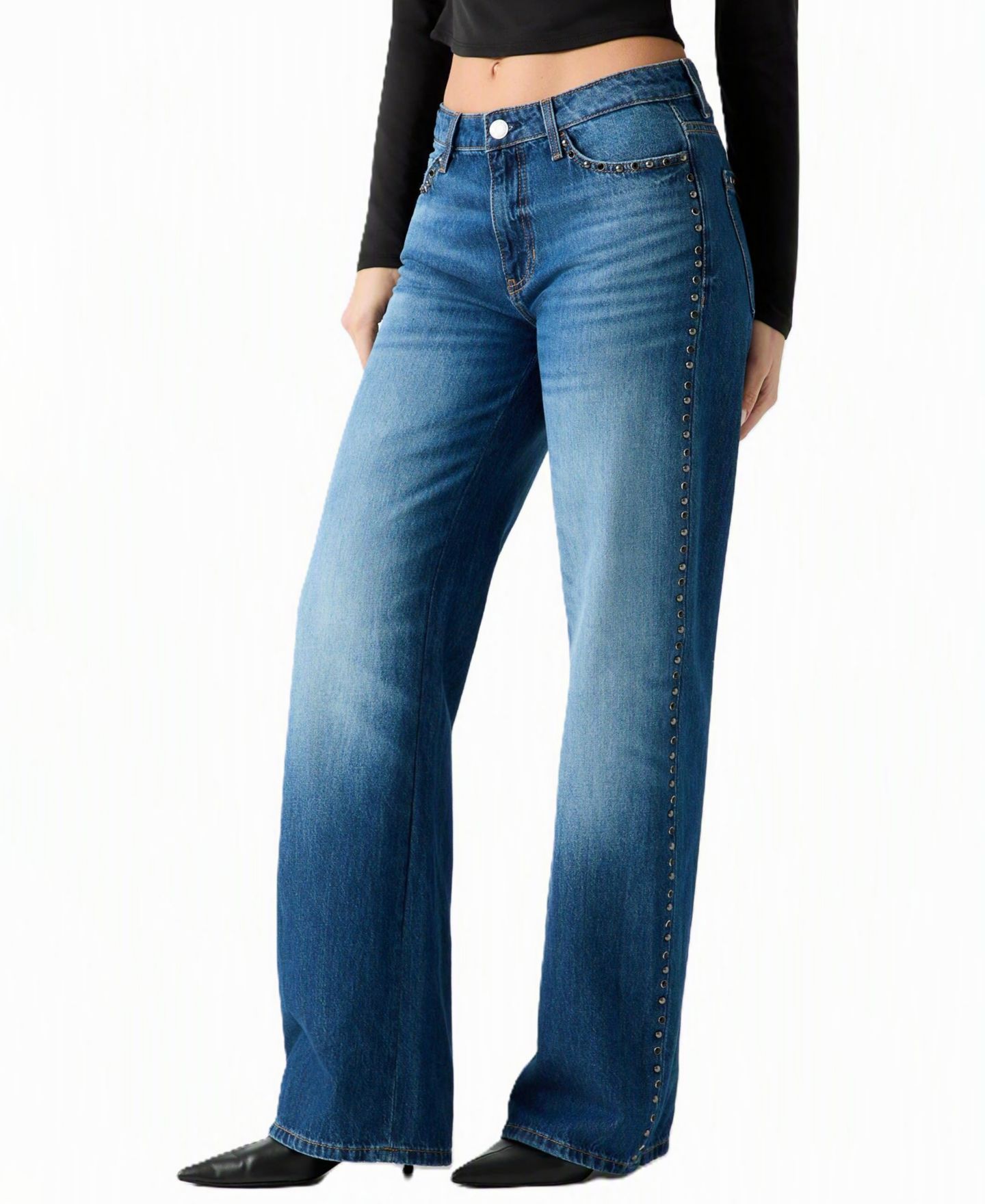 Женские джинсы GUESS Mid Rise Slouchy-Fit Straight-Leg, цвет: Синий — фото 4