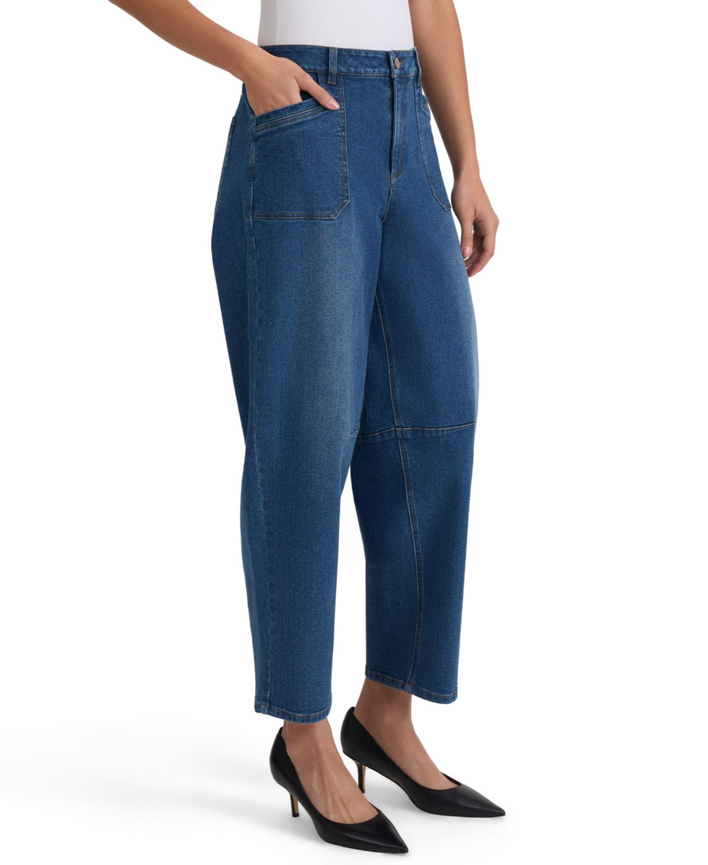 Женские джинсы Jones New York Petite Barrel High-Rise Cropped Barrel-Leg, цвет: Варёный — фото 2