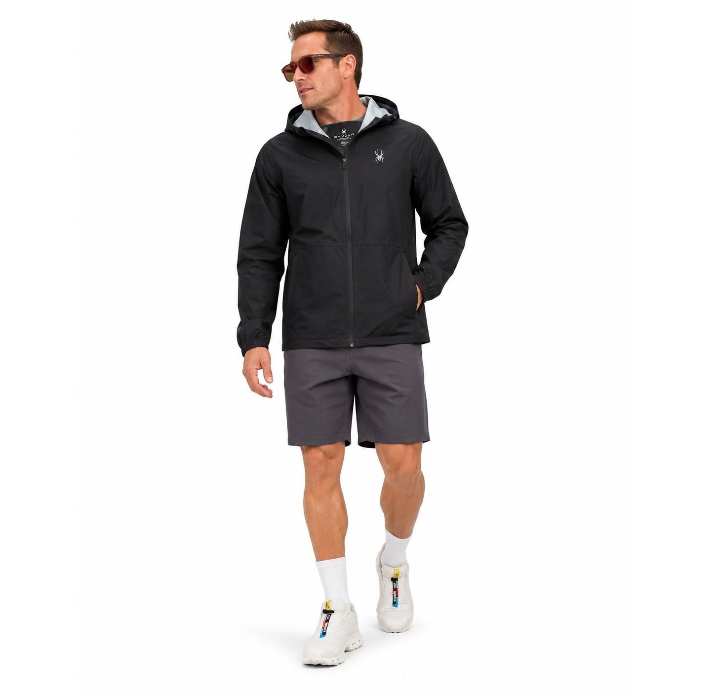 Мужская куртка Spyder Spring Showers Hooded Lightweight Water-Resistant, цвет: Чёрный — фото 1