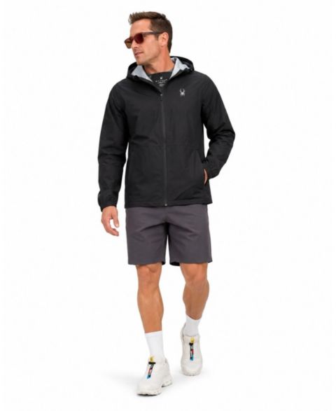 Мужская куртка Spyder Spring Showers Hooded Lightweight Water-Resistant, цвет: Чёрный