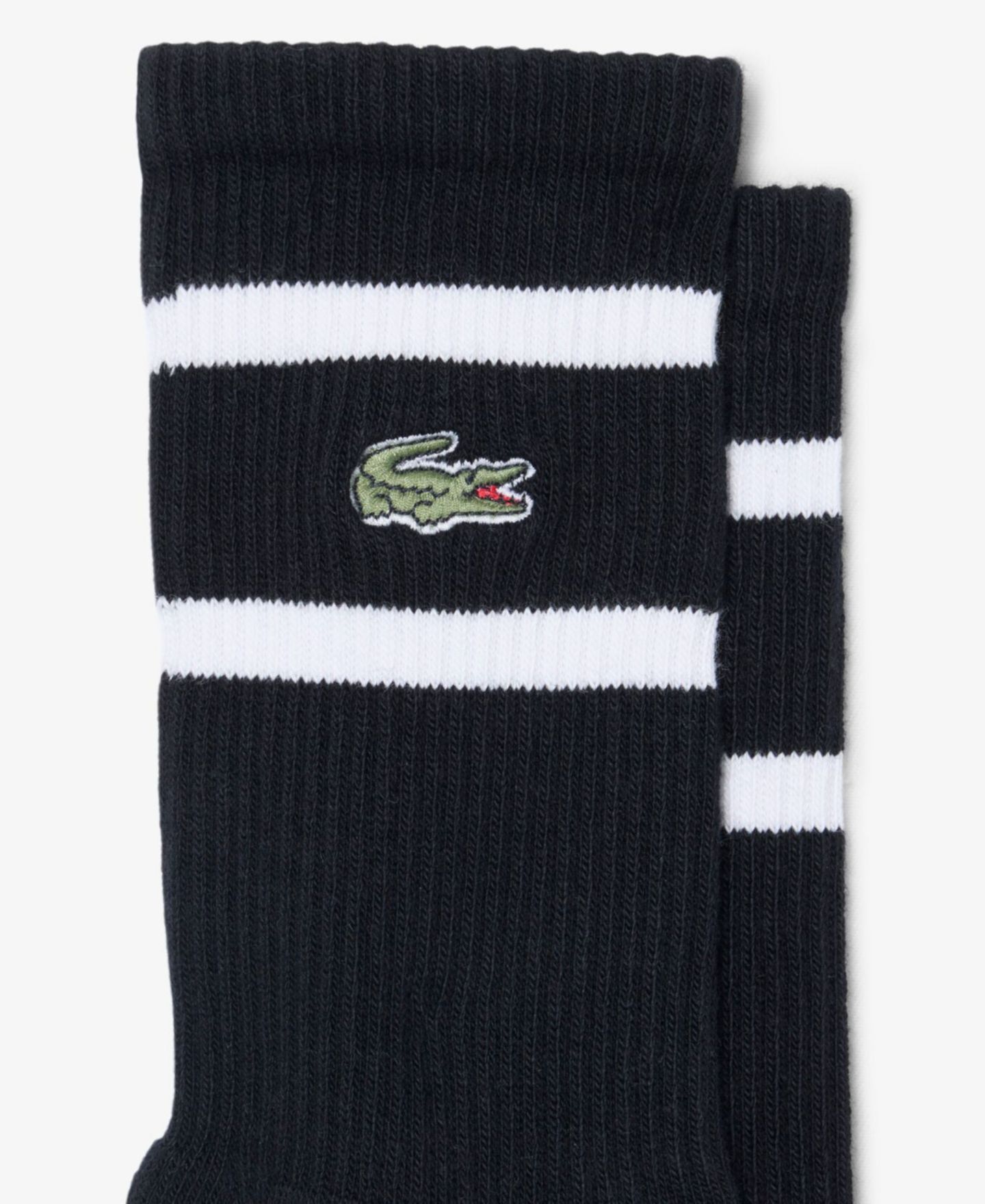 Носки для мужчин, в рубчик, в полоску, 2 шт. — Lacoste, цвет: Чёрный / Белый — фото 3