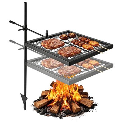 16 In Swivel Campfire Grill Grate with 360 Degree Height Adjustable Steel Arm and Carry Bag