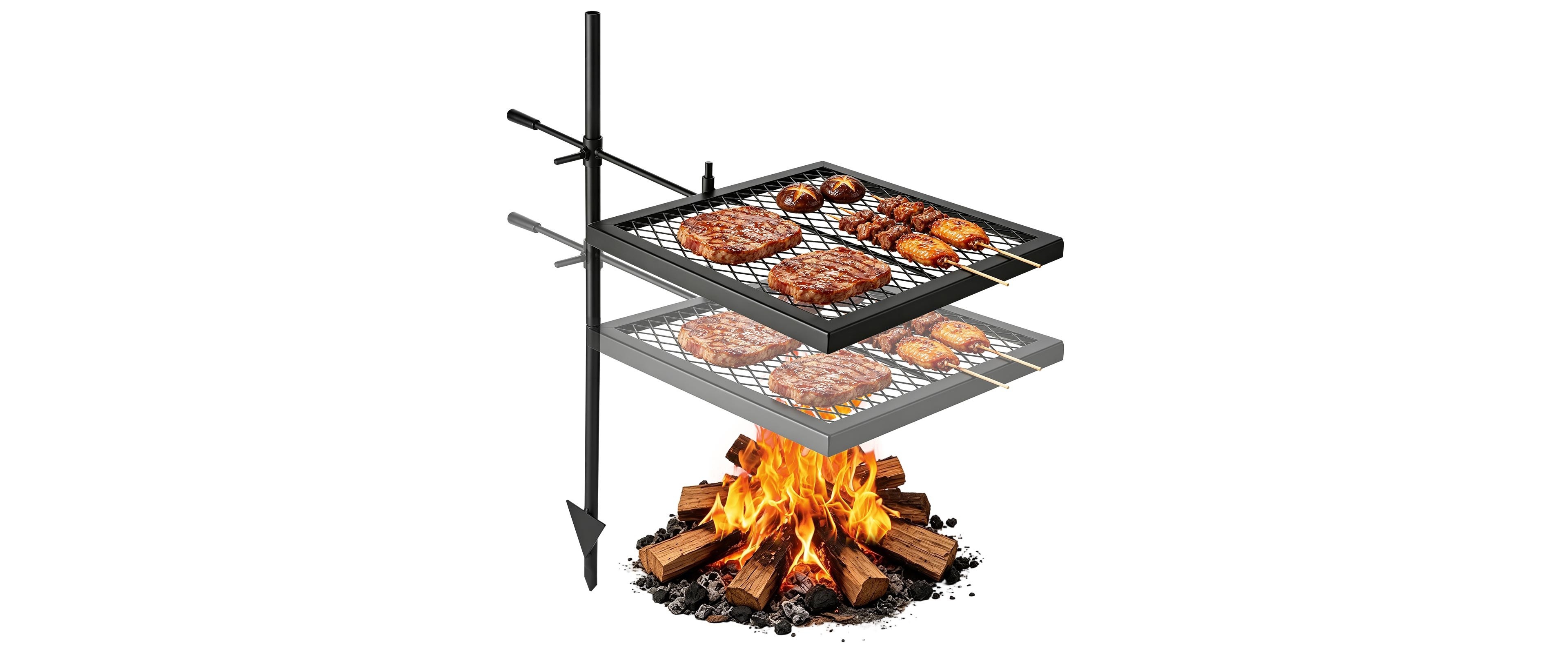 Sugift 16 In Swivel Campfire Grill Grate with 360 Degree Height Adjustable Steel Arm and Carry Bag