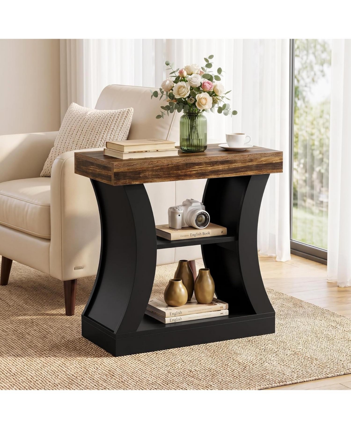 Tribesigns 31.5" 3-Tier End Table with Storage