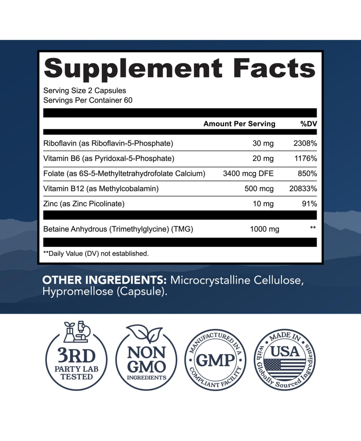 Left Coast Performance Homocysteine Support Capsules with Methylated B Complex Vitamins and Tmg