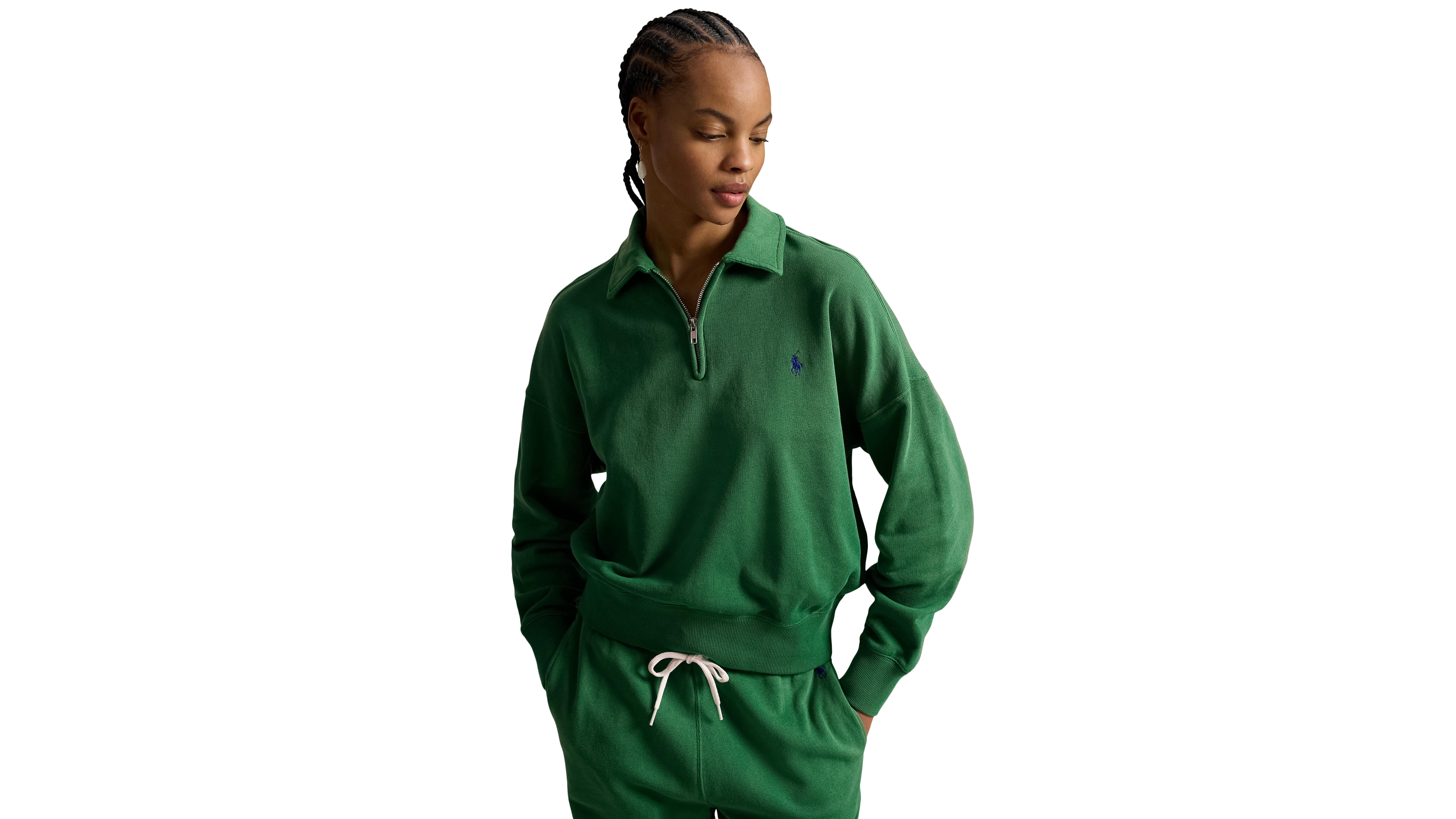 Polo Ralph Lauren Women's Spread Collar Long Sleeves Quarter-Zip Sweatshirt