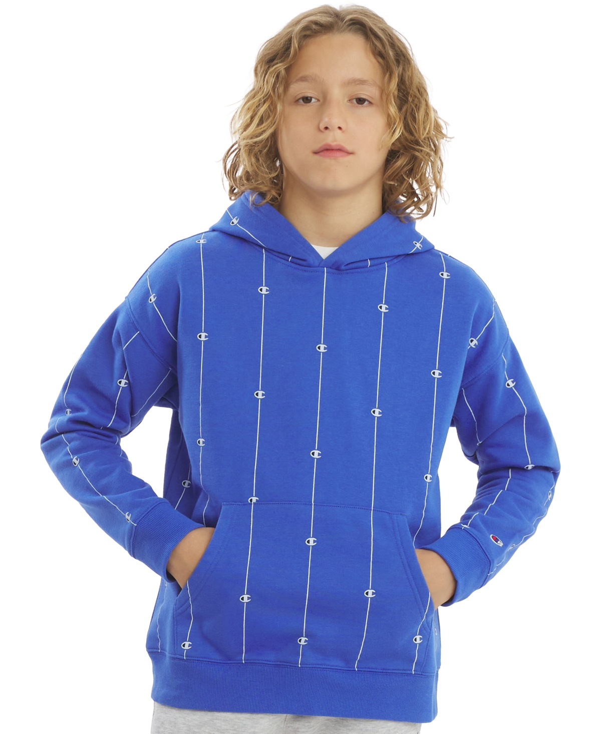 Champion Boys' 8-20 Allover Print Oversized Hoodie - Dazzling Blue