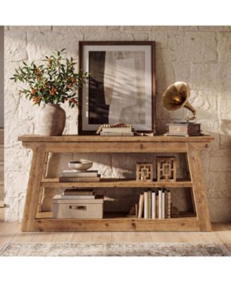 Console Table with Storage, Solid Wood Sofa Table | 3-Tier