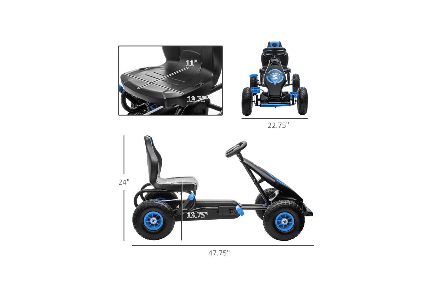 Детская игрушка YOBTOP Kids Pedal Go Kart with Adjustable Seat, Suspension System & Safety Hand Brake Ride-On Toy, 110 lbs Capacity, Ages 5-12, цвет: Синий — фото 3