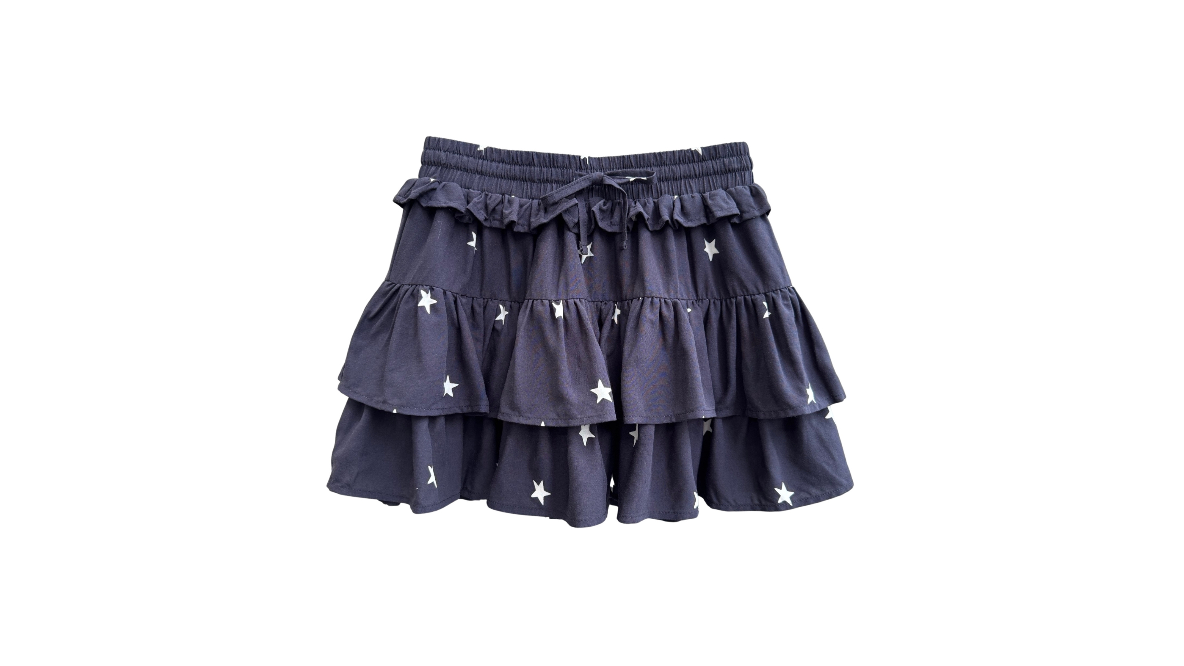 With Jules Girls' 7-16 Star Printed Drawcord Tiered Skirt