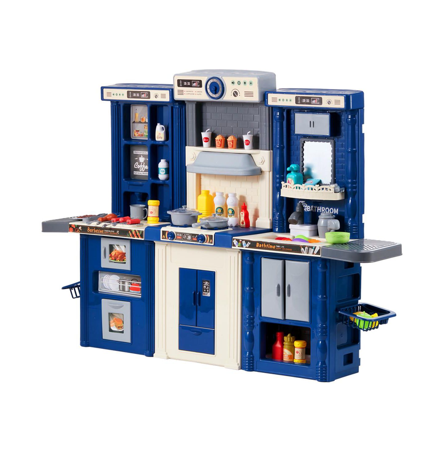 Детский игровой набор YOBTOP 3-in-1 Kids Kitchen Playset with 74 Accessories, Ages 3+, цвет: Синий — фото 9
