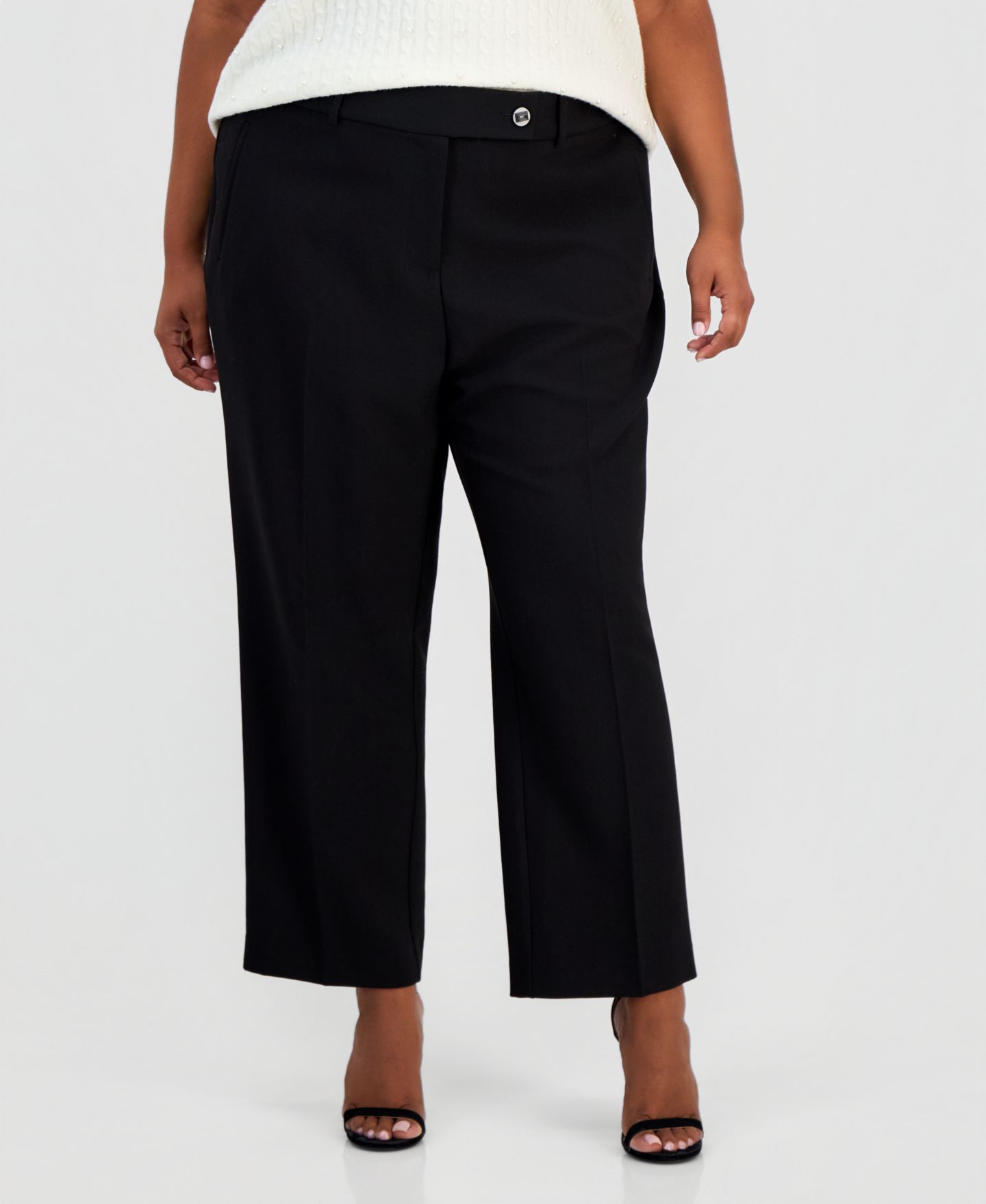 Женские брюки KARL LAGERFELD PARIS Plus Size Mid-Rise Ankle, цвет: Чёрный — фото 2
