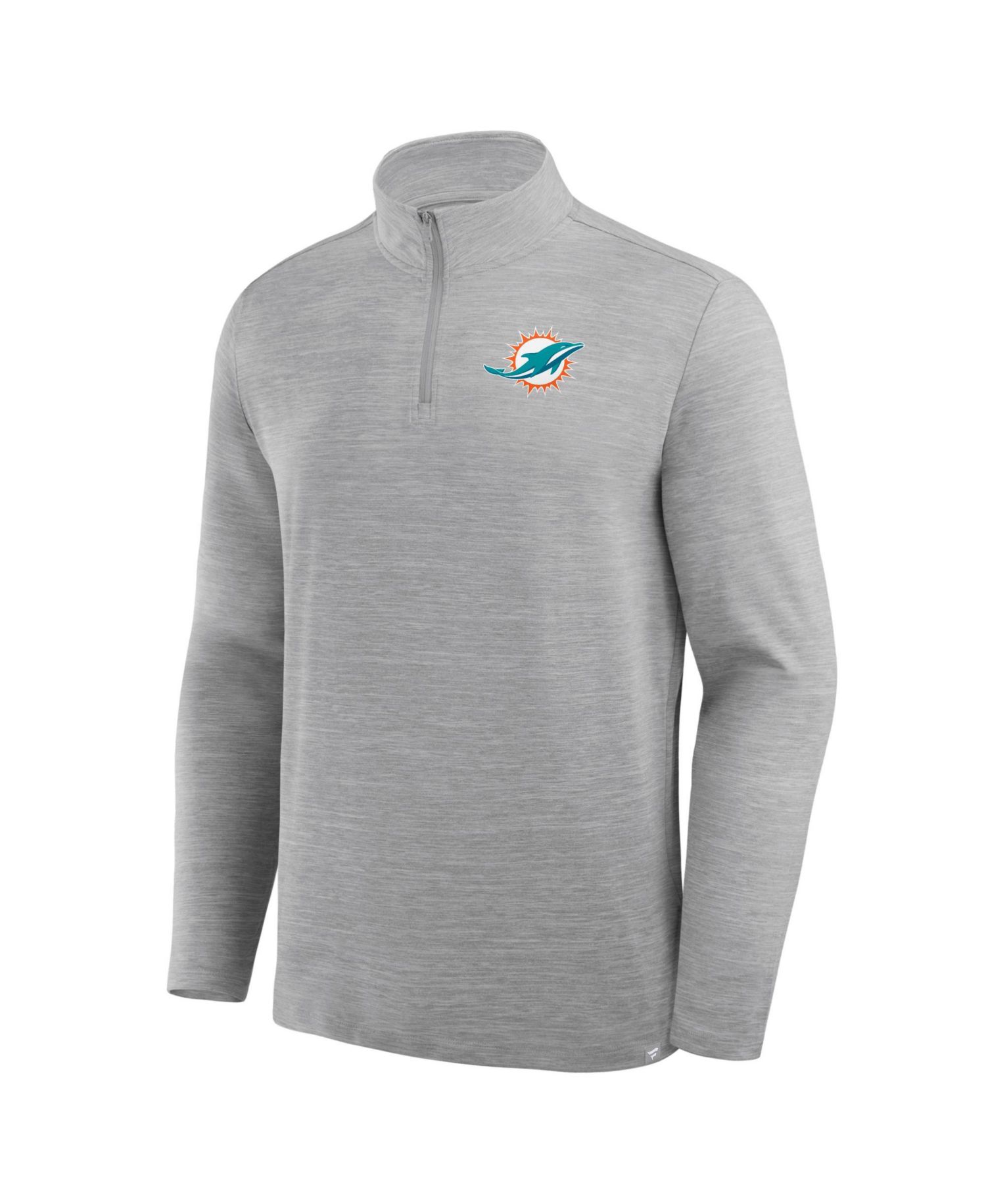 Men's Heather Gray Miami Dolphins Clutch Quarter-Zip Pullover Sweatshirt
