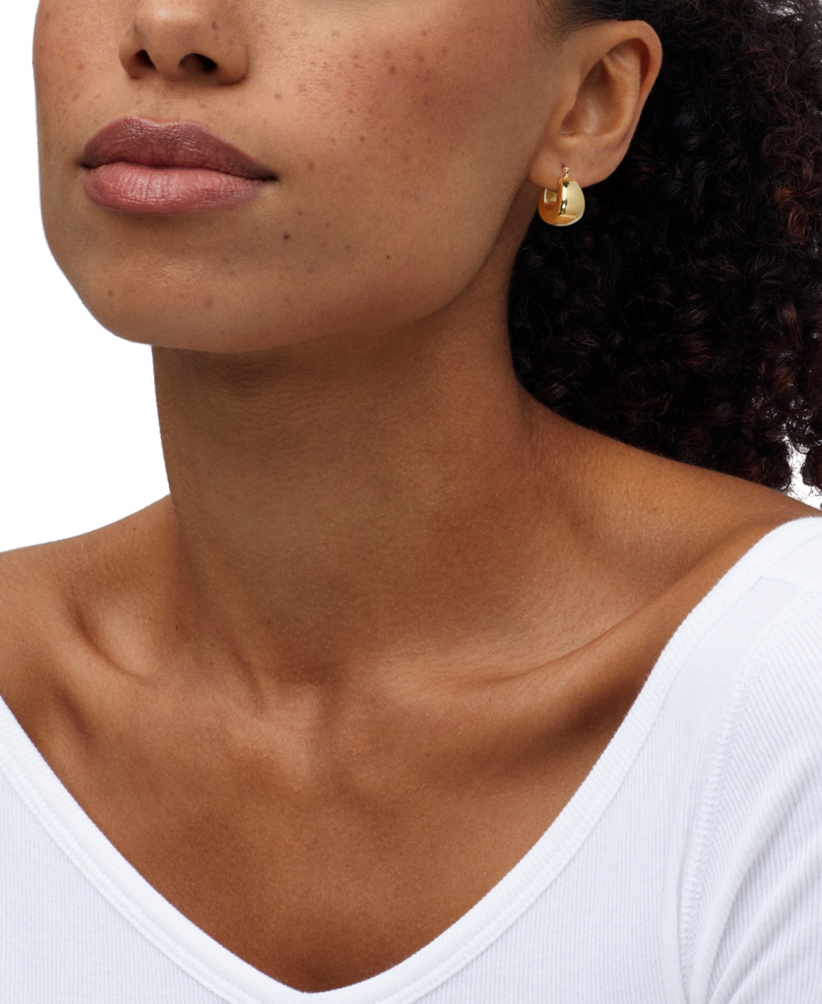 Macy's Polished Electroform Graduated Chunky Oval Hoop Earrings in 10k Yellow Gold