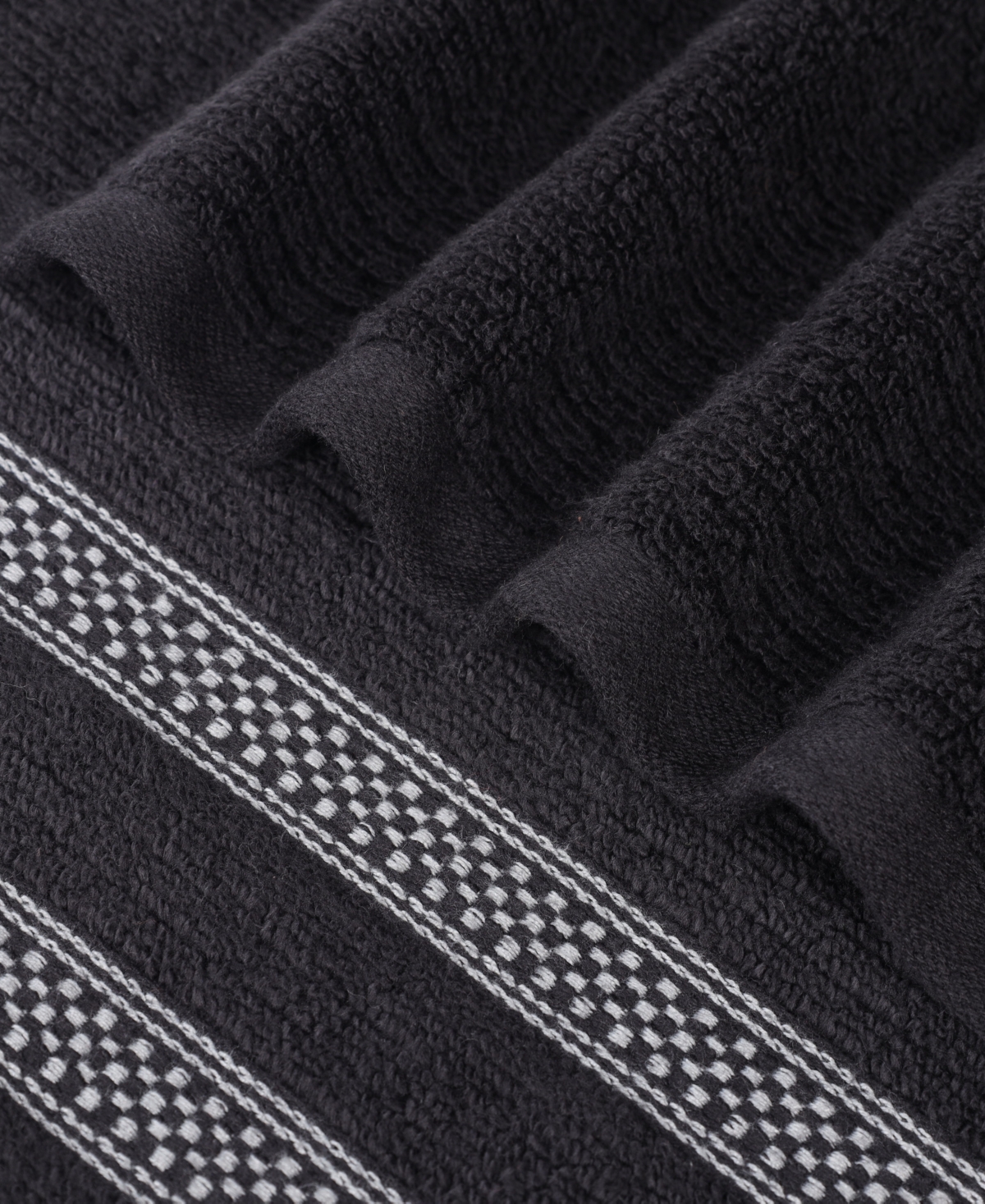 Superior Brea Zero Twist Cotton Ribbed Geometric Border Plush Soft Absorbent 2-Piece Bath Sheet Set
