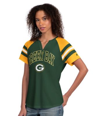 Women's Green Bay Packers Game On Notch Neck Raglan T-Shirt