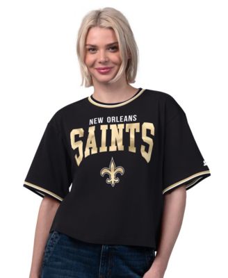 Women's Black New Orleans Saints Ace Cropped T-Shirt