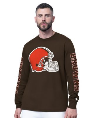 Men's Brown Cleveland Browns Clutch Hit II Long-Sleeve T-Shirt