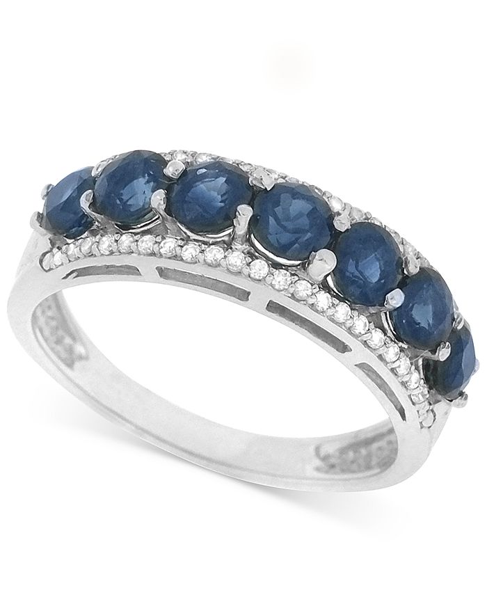 Macy's Sapphire (1-3/8 ct. t.w.) and Diamond (1/8 ct. t.w.) Ring in 14k ...