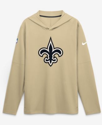 Men's Gold New Orleans Saints Sideline Alternate LightweightLong sleeves Hooded Dri-FIT T-Shirt