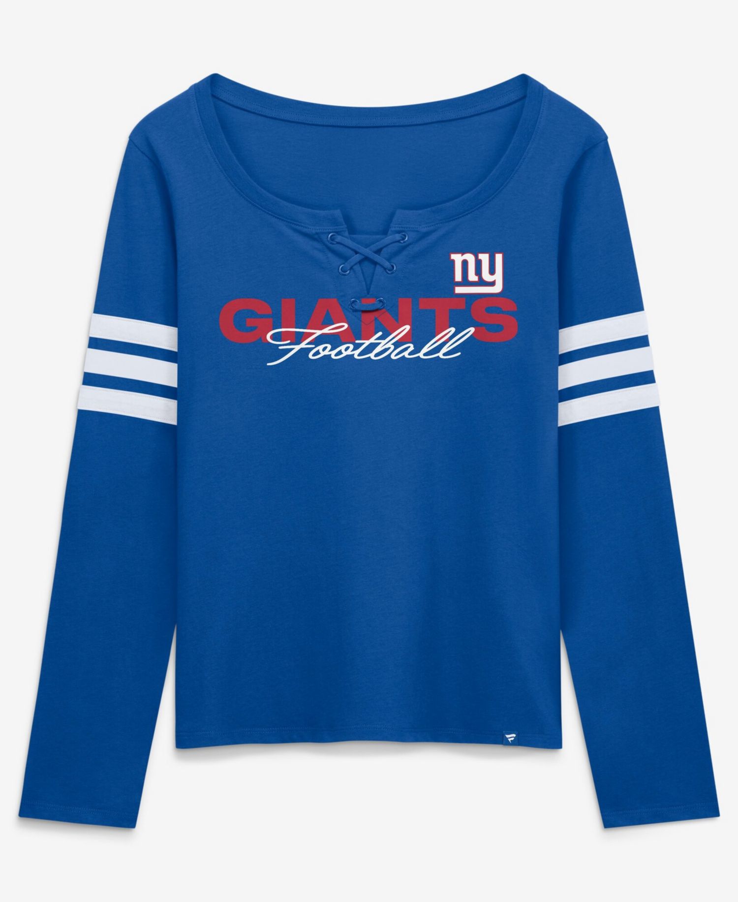 Women's Royal New York Giants Team First Coverage Scheme Lace-UpLong Sleeve T-Shirt