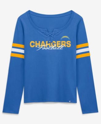 Women's Blue Los Angeles Chargers Team First Coverage Scheme Lace-Up Long Sleeve T-Shirt