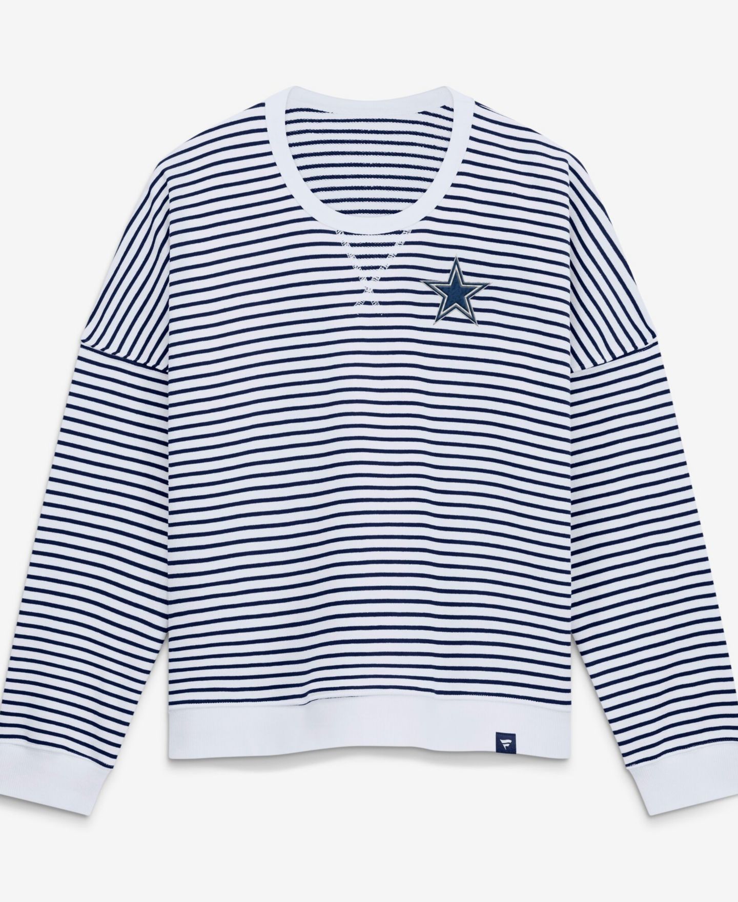 Женская толстовка Fanatics White/Navy Dallas Cowboys Striped Oversized French Terry — фото 1