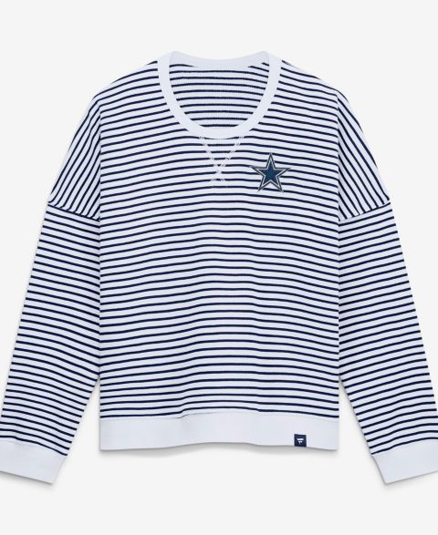 Женский свитшот Fanatics White/Navy Dallas Cowboys Striped Oversized French Terry