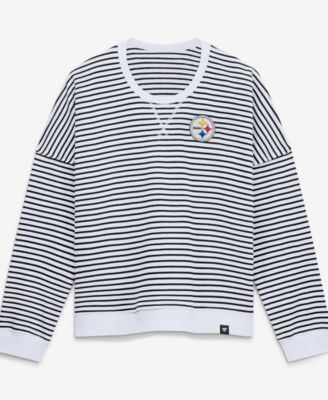 Women's White/Black Pittsburgh ST-Shirtlers Striped Oversized French Terry Sweatshirt