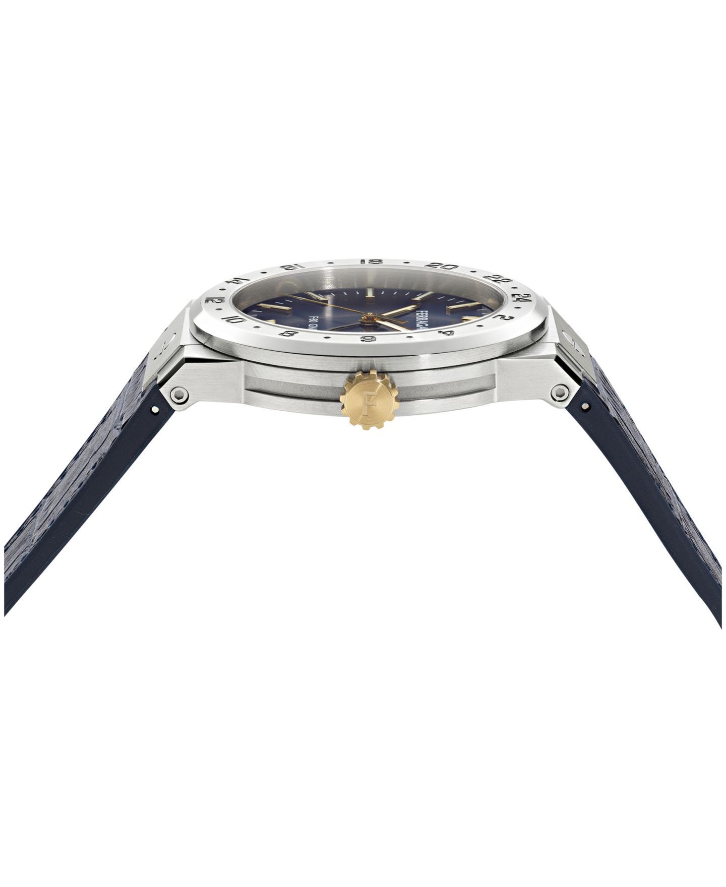 Мужские часы Ferragamo Silver Stainless Steel Leather Strap GMT Watch 41mm — фото 2