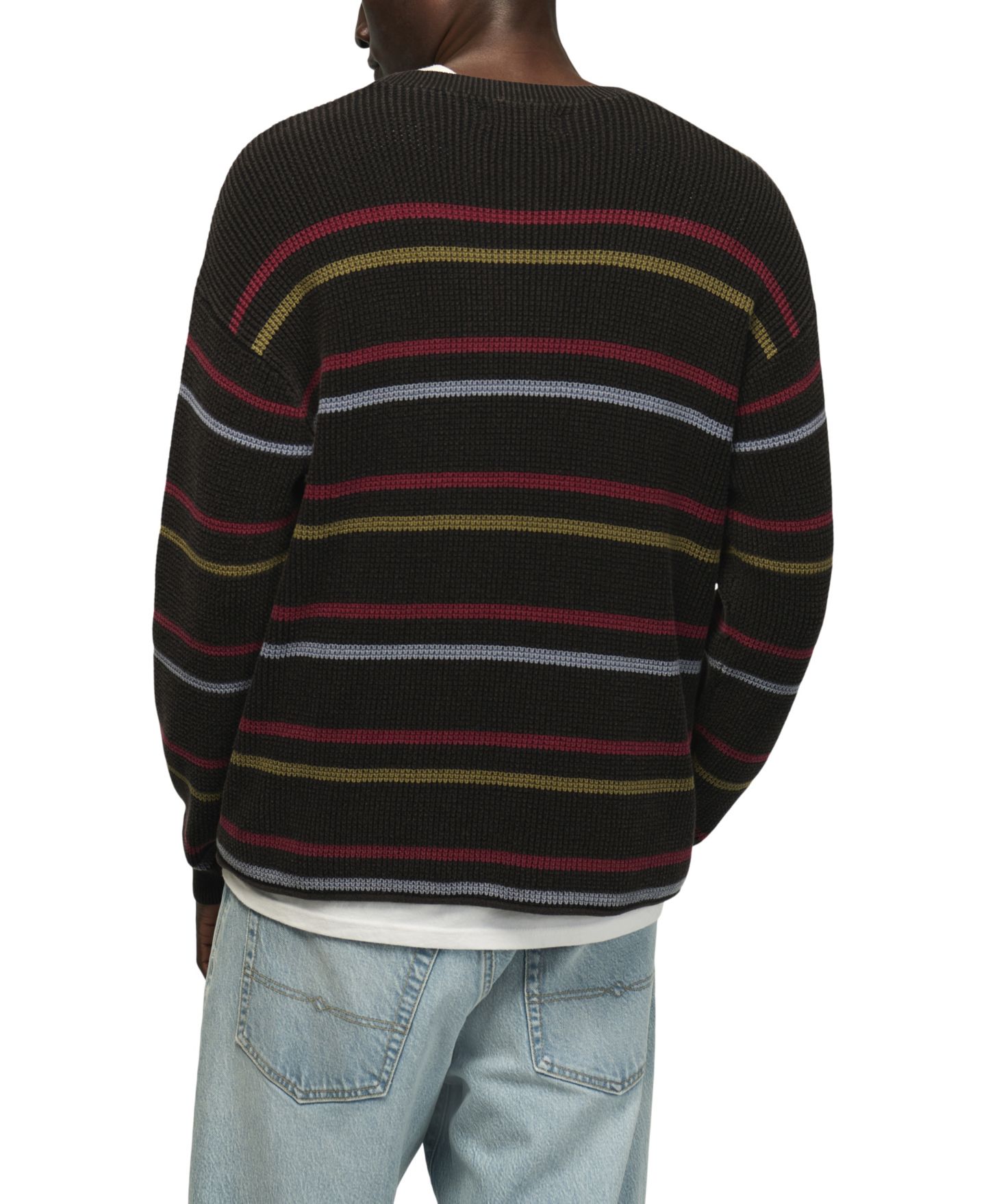 Мужской свитер Lucky Brand Striped Waffle-Knit Crewneck, цвет: Caviar — фото 4