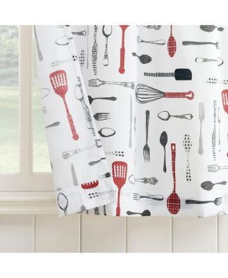 Whisked Away Cotton Blend Semi-Sheer Rod Pocket Kitchen Curtain Tier Pair
