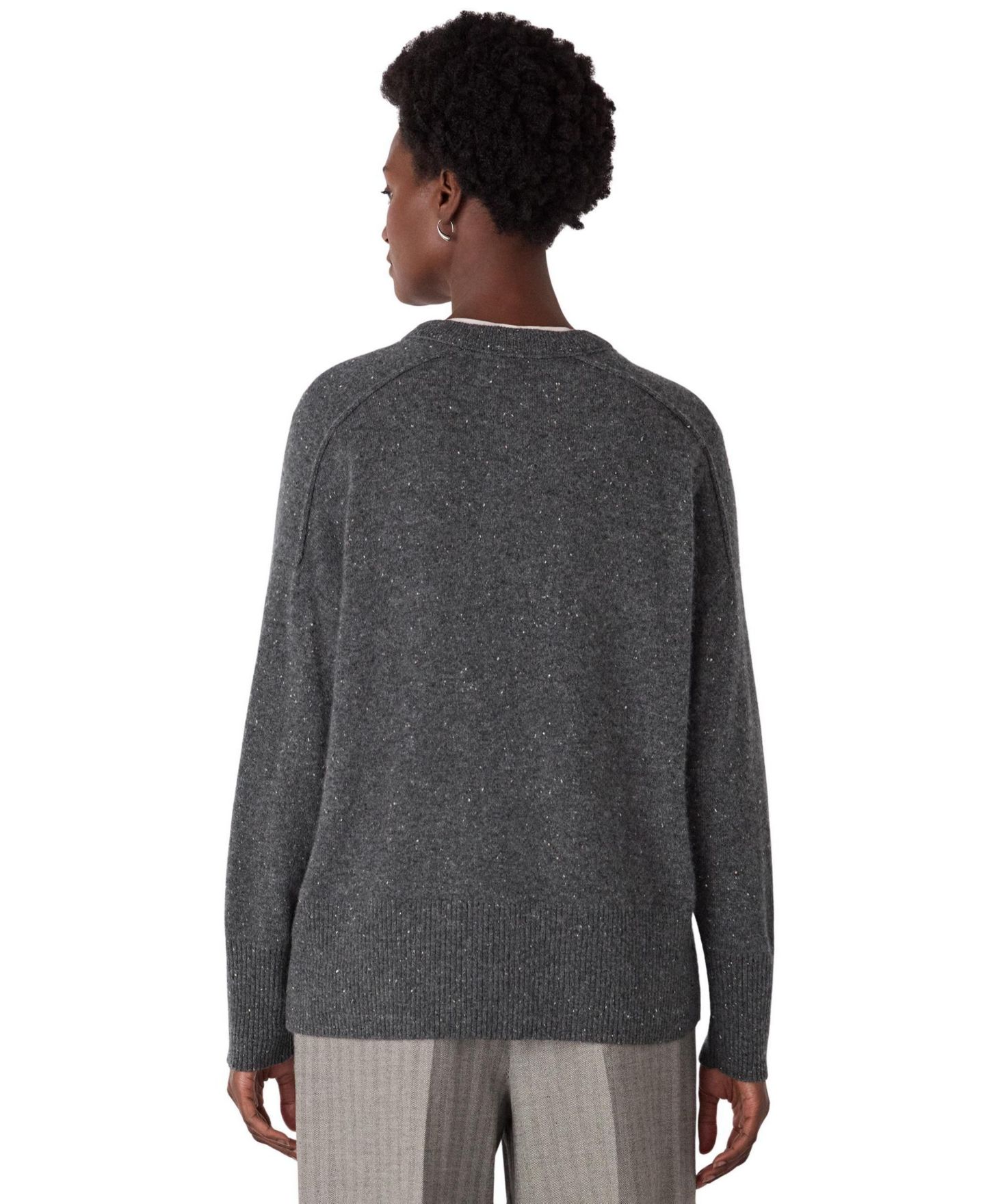 Женский свитер Whistles Cashmere Fleck Seam Crew, цвет: Тёмный серый — фото 2