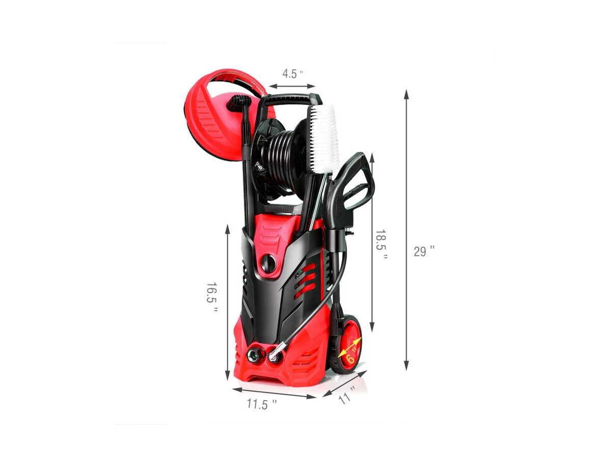 Lucky One 3000 Psi Electric Pressure Washer with Patio Cleaner, 5 Nozzles and Hose Reel