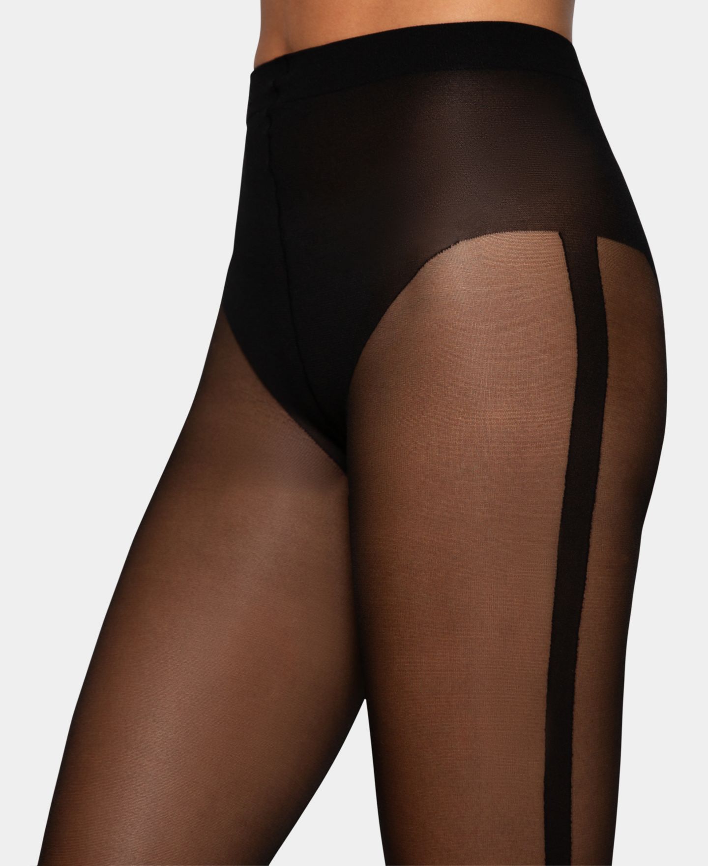 Женские колготки Hue Tuxedo Stripe Sheer Elastic Waistband Tights, цвет: Чёрный — фото 3