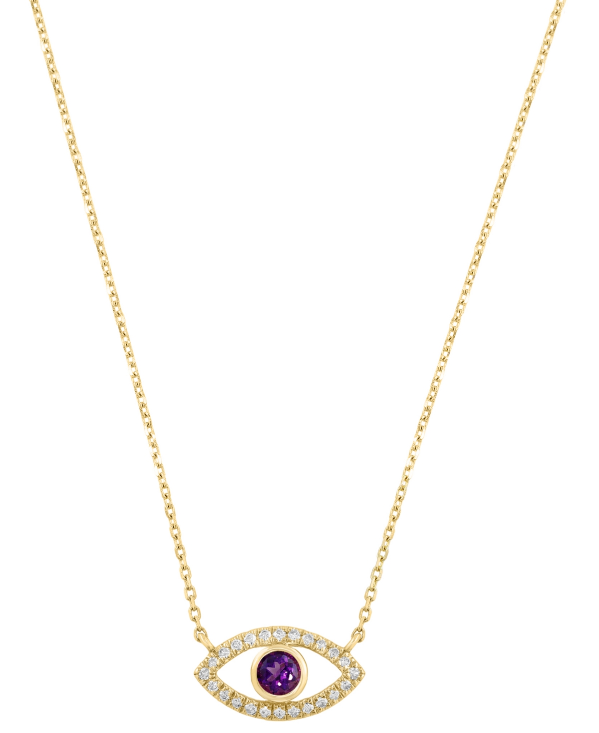 Effy Collection Blue Topaz (1/6 ct. t.w.) & Diamond (1/10 ct. t.w.) Pendant Necklace in 14k Yellow Gold (Also in Multi-Gemstone) - Amethyst