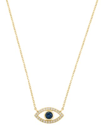 Gemstone (1/6 ct. t.w.) & Diamond (1/10 ct. t.w.) Pendant Necklace in 14k Yellow Gold (Also in Multi-Gemstone)