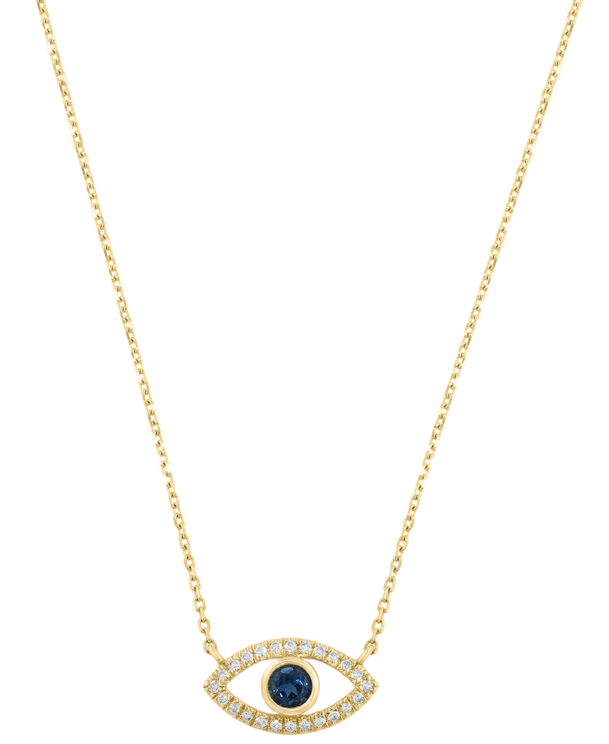 Effy Collection Blue Topaz (1/6 ct. t.w.) & Diamond (1/10 ct. t.w.) Pendant Necklace in 14k Yellow Gold (Also in Multi-Gemstone) - Blue Topaz