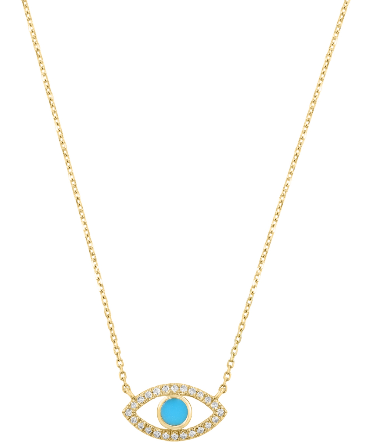 Effy Collection Blue Topaz (1/6 ct. t.w.) & Diamond (1/10 ct. t.w.) Pendant Necklace in 14k Yellow Gold (Also in Multi-Gemstone) - Turquoise