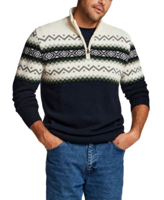 Men's Nordic Yoke Quarter-Zip Mock Neck Sweater