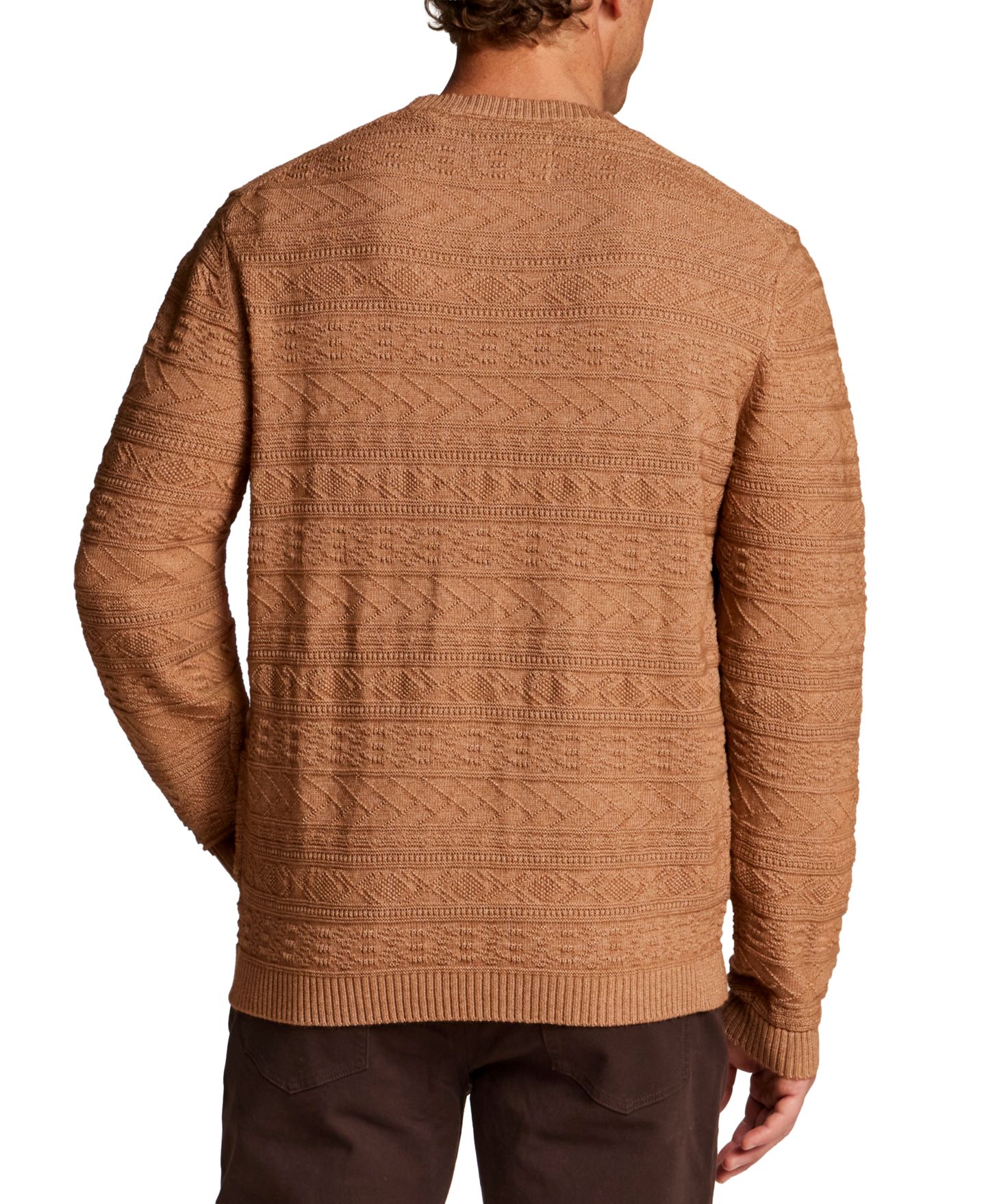 Мужской свитер Weatherproof Vintage Textured Horizontal Pattern Crew, цвет: Миндальный — фото 5