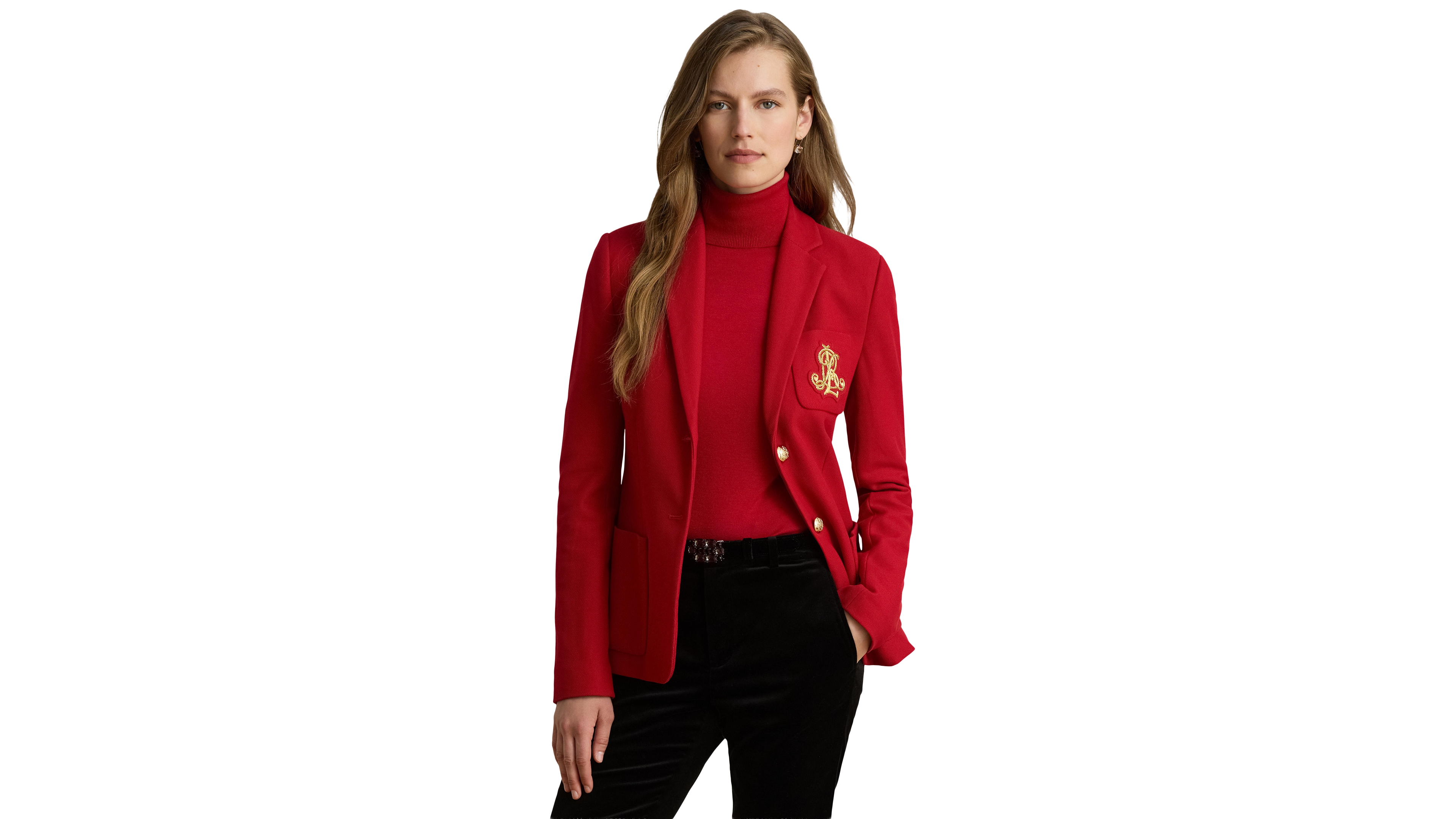 Lauren Ralph Women's Stretch-Cotton Pique Slim-Fit Blazer